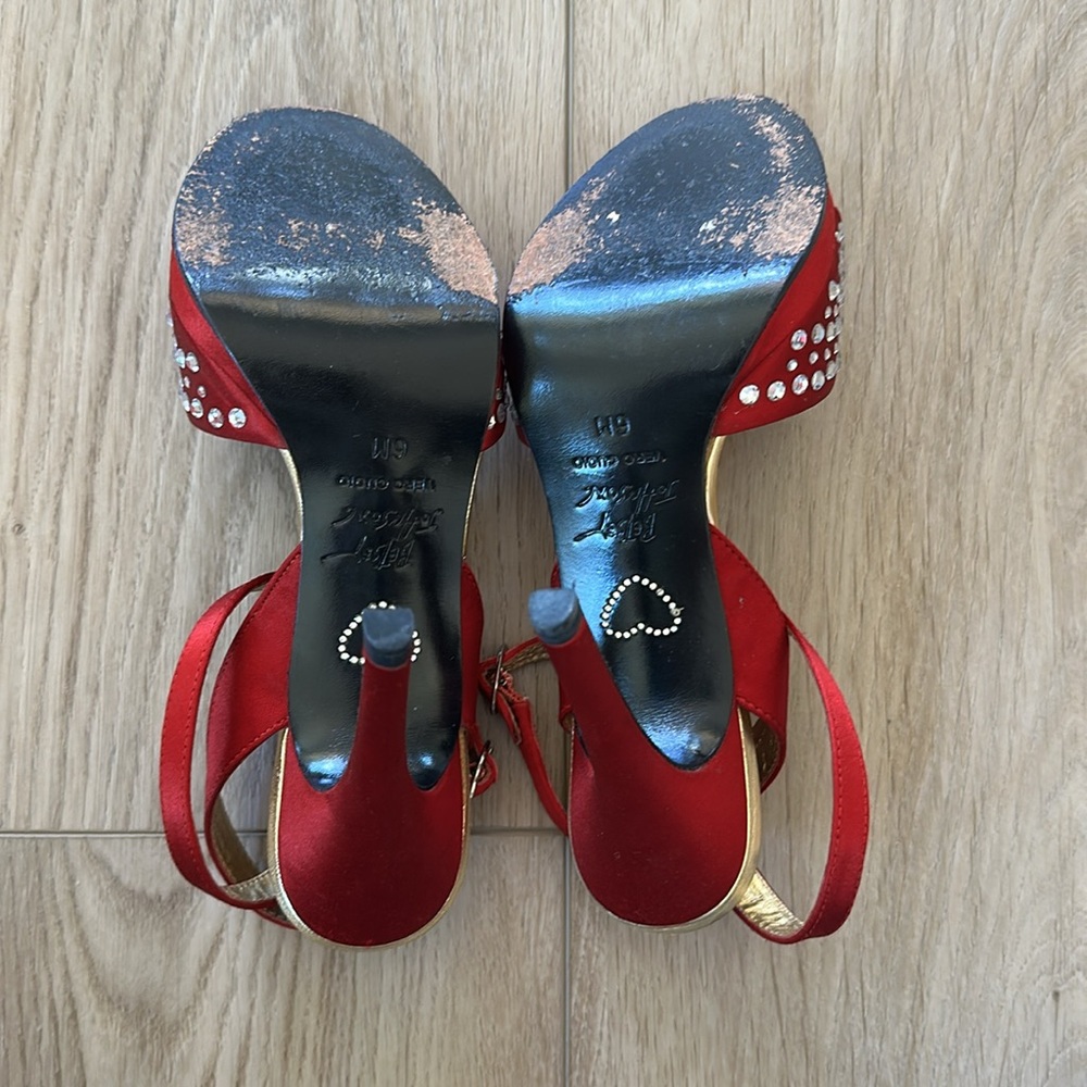 Betsey Johnson Red Satin Stilettos - Picture 5 of 6